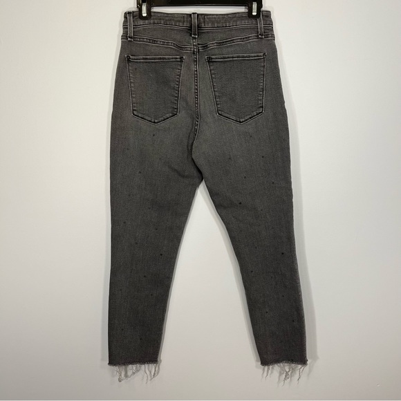 Abercrombie & Fitch Simone High Rise Ankle Denim Womens 28 Black Dots Raw Hem - Picture 2 of 8